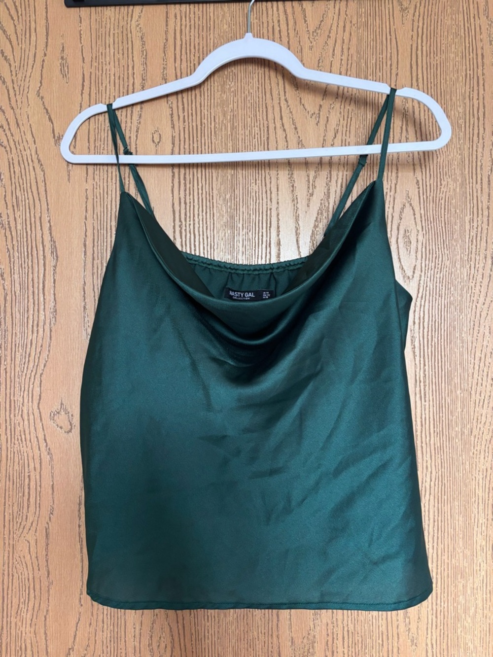 Nasty Gal Deep Green Satin Cowl Neck Camisole